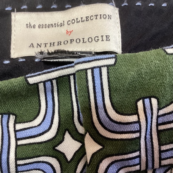 Anthropologie The Essential Collection Geometric Pattern Pants Green Blue VGUC - Picture 3 of 10